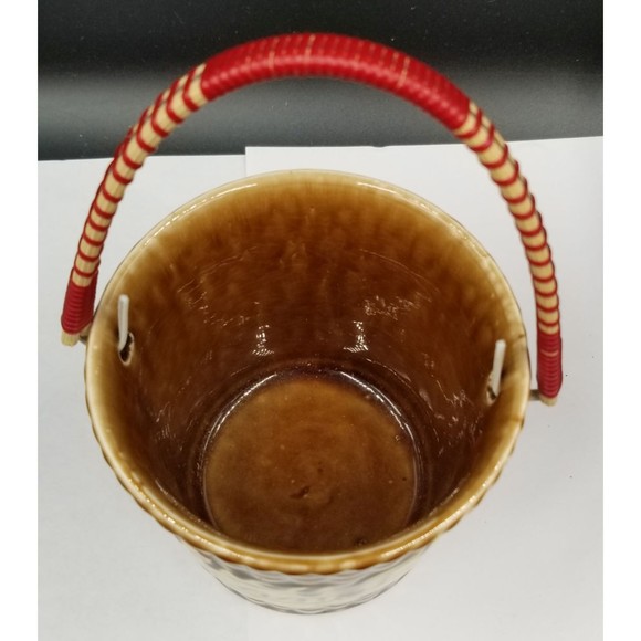 Vintage Lipper & Mann Peanuts MCM Handled Ceramic Basket Bucket NOS - Picture 5 of 9